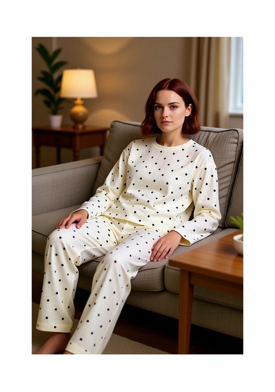 Ersefa Kadın Puantiye Detaylı Bisiklet Yaka Pijama Takımı Fonksiyonel Da ekru Ersefa Kadın Puantiye Detaylı Bisiklet Yaka Pijama Takımı Fonksiyonel Da ekru