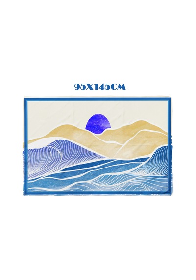 Sunwave Lacivert Desen İç Göstermeyen Saten Pareo Çok Renkli