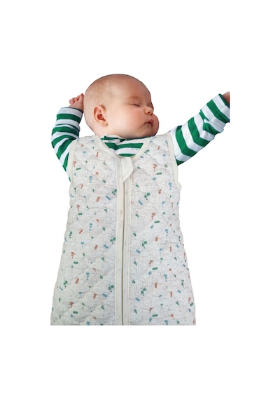 Sitilin Bebek Kalın Elyaflı Uyku Tulumu iç ve Diş Kumaş %100 Doğal Pamuk Çift Kat Özel Kumaş Unisex 2.5 Tog Krem