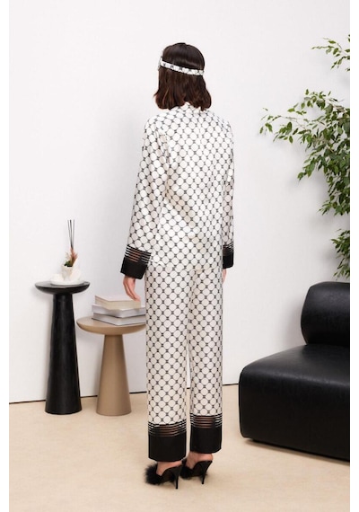 Pierre Cardin 1300 Kadın Biyeli Saten Pijama Takımı Siyah