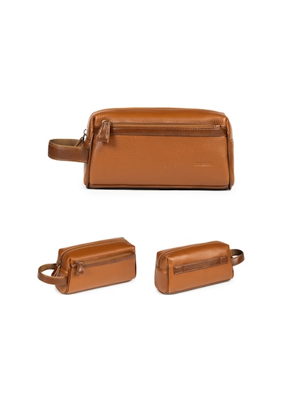 Mussen Unisex El Çantası Dopp Kit - Günlük & Traş Bakım & Makyaj Duş Çantası - 23x11x8cm Taba Taba