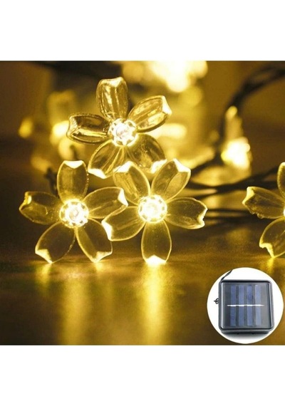 Güneş Enerjili Solar Çiçekli Dekoratif 30 Led Bahçe Lambası, Çok Renkli Diğer