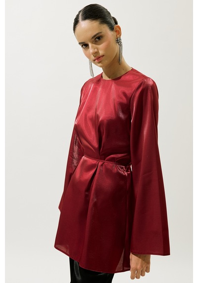 Manuka Hana Organze Bluz Bordo Bordo
