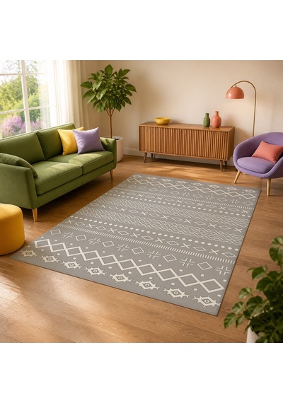 Kartela Halı Nera Halı Kaymaz Taban Makinede Yıkanabilir Halı Açık Gri - 80 X 120 Cm
