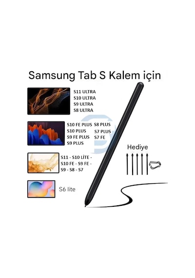 Galaxy Tab S Pen Uyumlu Dokunmatik Stylus Tablet Kalemi S11/s10/s9/s8/s7/s6 Lite/fe/plus Bluetooth'suz Siyah