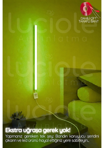 Uzaktan Kumandalı Led Masa Gece Lamba - Yatak Üstü, Tv Yanı ,oturma Odası - Rgb 50 Cm Miniled5