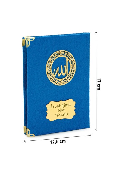 İsme Özel Kadife Yasin Kitabı, Tesbih Ve Çantalı Seccade Seti - Mevlüt Ve Umre  - Lacivert