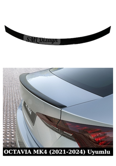 Skoda Octavia 2020+ Spoiler Parlak Siyah Spoyler Rüzgarlık