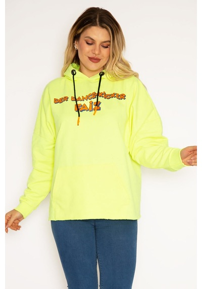 Şans Kadın Fosfor Dijital Baskılı Kapşonlu Sweatshirt 65n35162-fosfor Çok Renkli