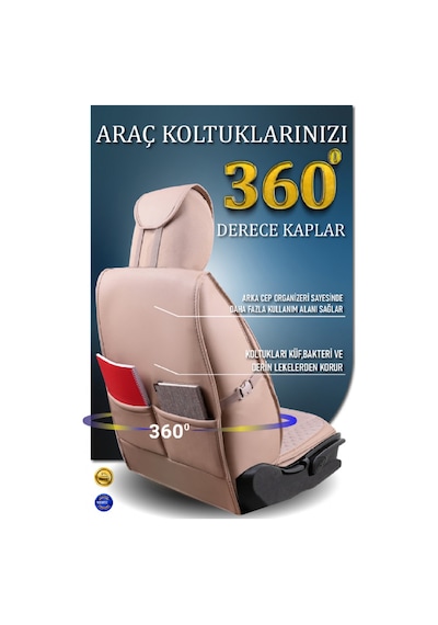 Opel Combo 3 Tekli Lüx Deri Oto Koltuk Kılıfı Ön Arka Takım Safir Bej