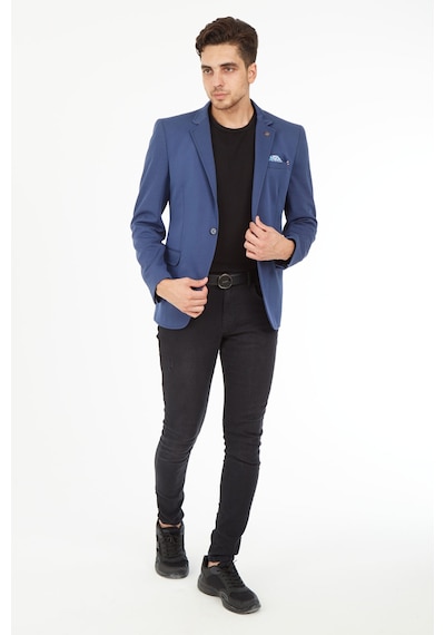 Sposo 5109 Dar Kalıp Yarım Astarlı Mavi Erkek Blazer Ceket Mavi