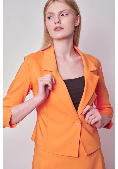 Kadın Yakalı Kapri Kollu Kolu Yırtmaçlı Hafif Likralı Kumaş Kısa Blazer Ceket Etek Jument 100083 -mango Mango Kadın Yakalı Kapri Kollu Kolu Yırtmaçlı Hafif Likralı Kumaş Kısa Blazer Ceket Etek Jument 100083 -mango Mango