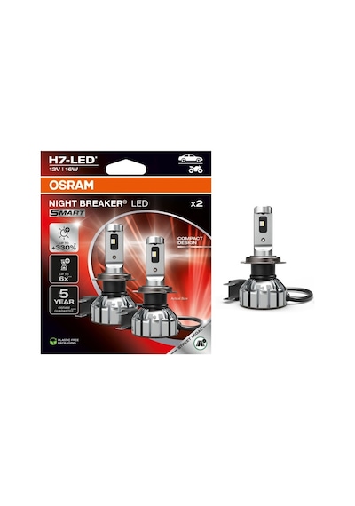 Osram 12v H7 Xenon Led Far Ampul Seti 16w +%330 Parlak Işık 6 Kat Uzun Ömürlü 6000k 2 Ad