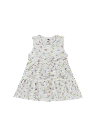 Civil Baby Çiçek Empirme 6-18 Ay Elbise - Ekru