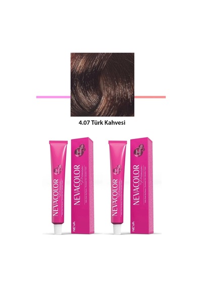 Hubrendy Tedarik 2 Li Set Premium 4.07 Türk Kahvesi - Kalıcı Krem Saç Boyası 2 X 50 G Tüp