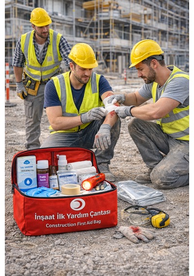 İnşaat İlk Yardım Çantası, Şantiye İlk Yardım Çantası Yönetmeliğe Uygun 50 Parça
