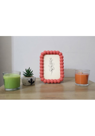 Boncuk Doku Minimal Çerçeve Açık Pembe