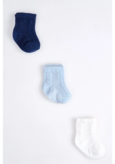 Cocole Socks Erkek Çocuk Soket Çorabı 3 Lü Set Pamuklu Klasik Seri & Saç Örgü Desenli Çok Renkli