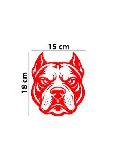 Pitbull Köpek Tasarımlı Oto Sticker Düz Zemin Uyumlu 15x18cm