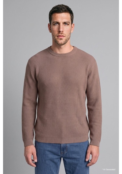 Defacto Relaxed Fit Bisiklet Yaka Basic Triko Kazak G6422ax26aubg734 Bej-bg734