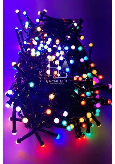 10 Metre Rgb Kirpi Led Siyah Kablolu Jack Eklemeli Dekoratif Led Işık Yılbaşı Süsü Çok Renkli