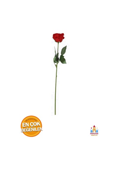 Kırmızı Kadife Yapay Gül Dalı - 50 Cm - Set Halinde 6 Adet Kırmızı