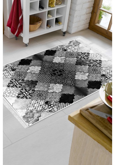 Eko Trend Djt Halı Yıkanabilir Kaymaz Taban Mu120 Patchwork gri