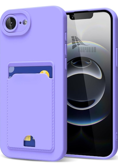Apple Uyumlu iPhone 17e  Kartlıklı Silikon Kılıf Kamera Korumalı Pastel Renk Esnek Kapak - Lila