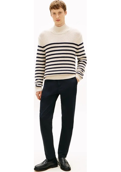 Tommy Hilfiger Breton Cotton Strıpe, 0bp Krem Erkek Kazak