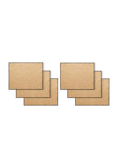 Home Wave 6'lı Siyah Dikiş Detaylı Jüt Amerikan Servis 45 X 35 Cm Bej