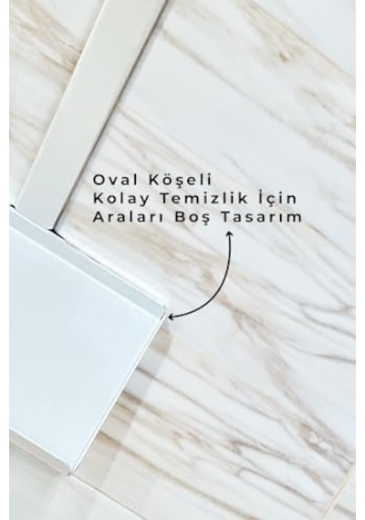 Ayrex 3'ü 1 Arada Banyo Seti Tuvalet Kağıtlık, Çöp Kovası Ve Tuvalet Fırça Takımı Set Çizgili Krom Beyaz Diğer