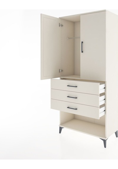 Hyperion Dolap Tek Raflı 3 Çekmeceli Tek Askılı 88x44x195 Ayt... Aytaşı