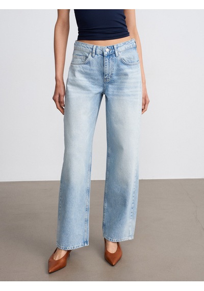 Dilvin 72321 %100 Pamuk Düşük Bel Straight Fit Jean-mavi