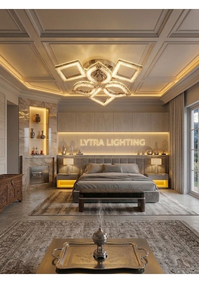 Hera Model 6'lı Gold 3 Renk Modu Ledli Tavana Sıfır Modern Salon Mutfak Çocuk Yatak Odası Led Avize