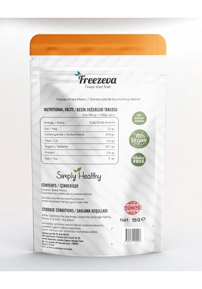 Freezeva Dondurularak Kurutulmuş Kavun 15 Gr Freeze Dried Kavun- Kavun Kuru Meyve Cipsi 15 G