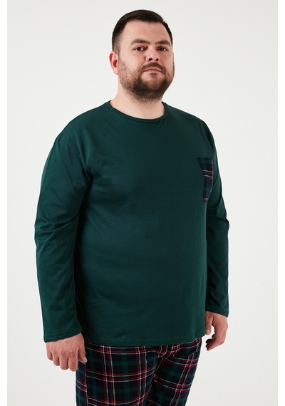 Buratti Pamuklu Regular Fit Büyük Beden Erkek Pijama Takımı 6572001B Yeşil