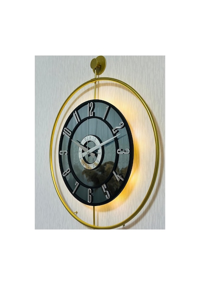 Pey Aksesuar Metal Camlı Duvar Saati 50 X 70 Cm Orta Boy Işıklı Gerçek Cam M51-gold-füme-siyah-gümüş M51-gold-füme-siyah-gümüş