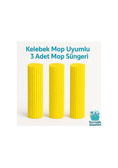 Kelebek Mop Uyumlu Yedek Sünger Başlık 28 Cm 3 Adet