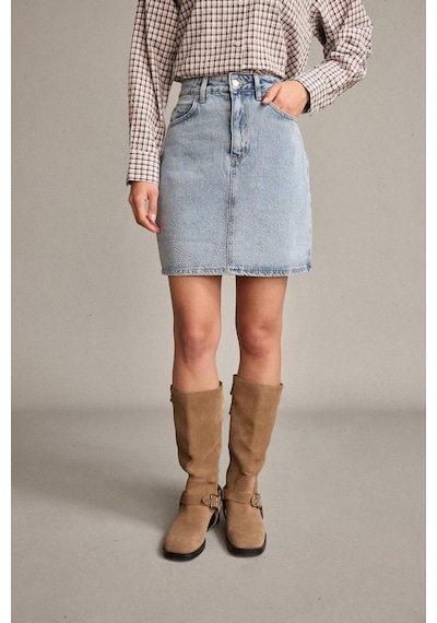 Defacto İşlemeli Mini Jean Etek F9551ax25smnm85 İndigo