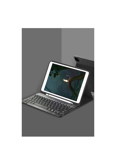 Galaxy Uyumlu X200 Tab A8 10.5 Kılıf Kc01 Smart Klavyeli Tablet Kılıfı - Siyah
