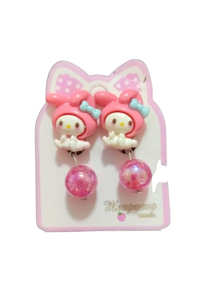 My Melody Figürlü Pembe Çocuk Küpesi Sevimli Sallantılı Boncuklu Model2 Çok Renkli