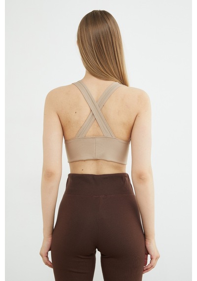 Fullamoda Basic Fitilli Kaplı Büstiyer Bej