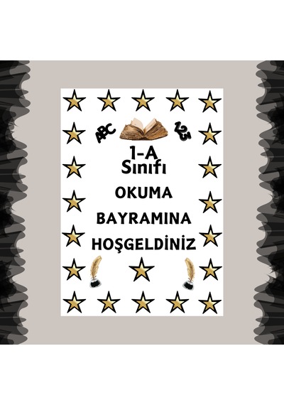 Okuma Bayramı Pano Süsü Okuma Bayramı Hatırası Yazılı Siyah - S