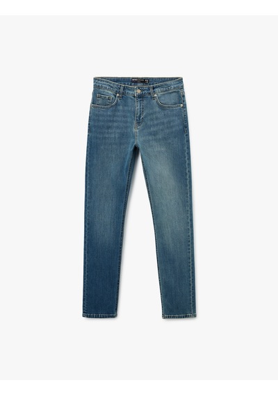 Koton Normal Bel Yıpratmalı Pamuklu Slim Fit Jean Pantolon - Brad Jean Petrol 6wam40014ıd Petrol