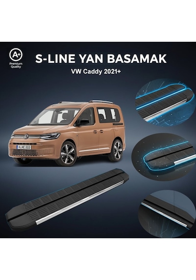 Volkswagen Caddy S-line Premium Krom Yan Basamak 2021 Sonrası