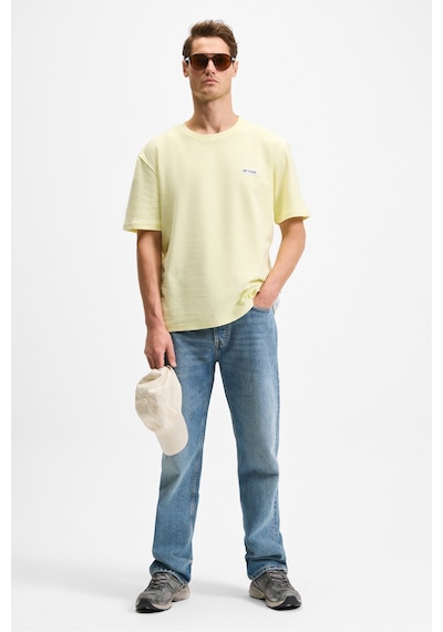 Grımelange Noır Erkek%100 Organik Pamuk Bisiklet Yaka Kısa Kol Regular Sarı T-shirt Sarı