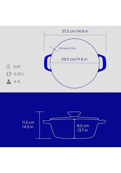 Lava Döküm Yuvarlak Tencere Döküm Demir Kapak Experience Serisi Çap( )28cm