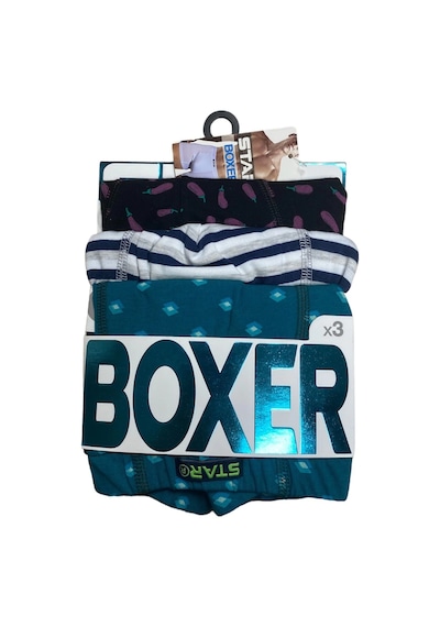 Modadua Star 106 Desenli Pamuklu Kemer Likralı 3'lü Boxer