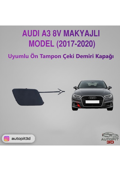 Audi A3 8v Makyajlı 2017-2020 Uyumlu Ön Tampon Çeki Demiri Kapağı