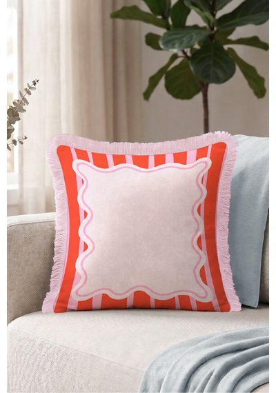 Retro Çizgili Şekerleme Saçaklı Yastık Kılıfı - Dalgalı Pop Art Modern Pembe Püsküllü Kırlent Kılıfı Derin Esinti Nektar Retro Çizgili Şekerleme Saçaklı Yastık Kılıfı - Dalgalı Pop Art Modern Pembe Püsküllü Kırlent Kılıfı Derin Esinti Nektar